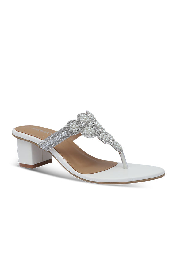 Pearl White Fancy Chappal (WSL001834)