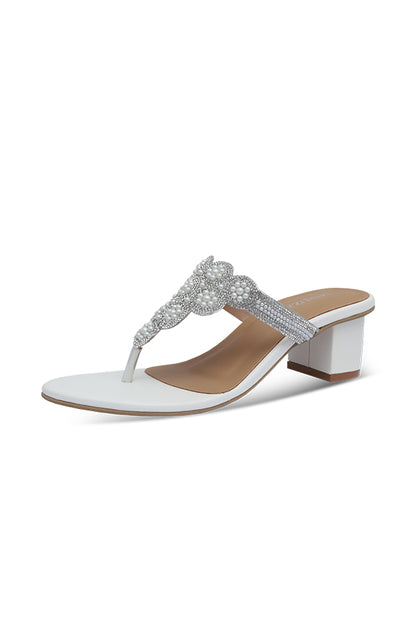 Pearl White Fancy Chappal (WSL001834)