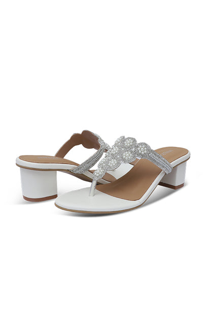 Pearl White Fancy Chappal (WSL001834)