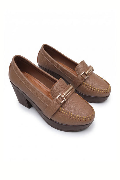 Caramel Textured Bit Loafers  WMC002302