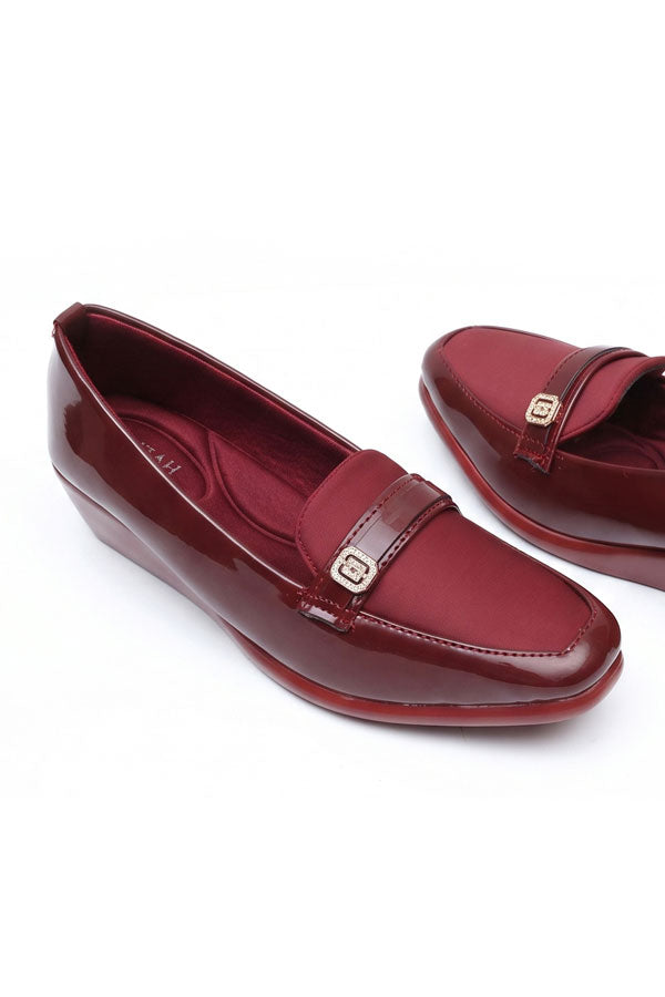 Maroon Patent Wedge Loafers  WMC002107