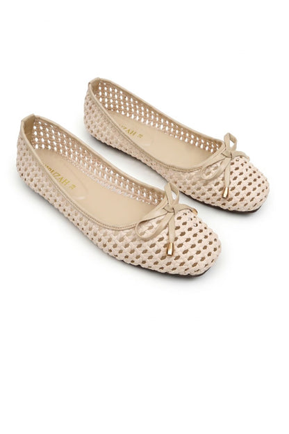 Nude Beige Net Slip-On Flats  WBA001228