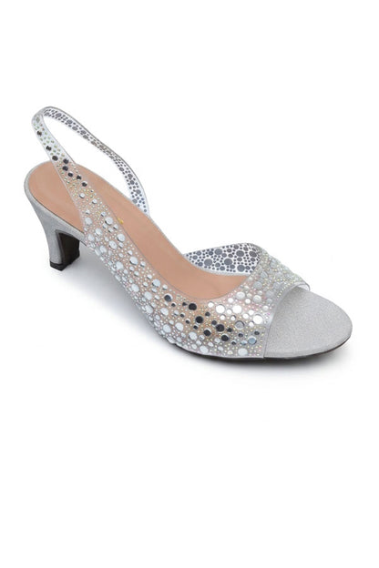 Metallic Silver Lucite Crystal Heels  WSA001412