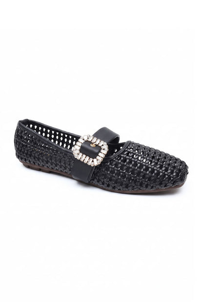 Noir Embellished Cutout Mary Janes - Classic Black   WBA000801