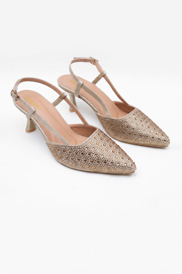 Shimmer Gold Rhinestone Slingbacks  WSA001311
