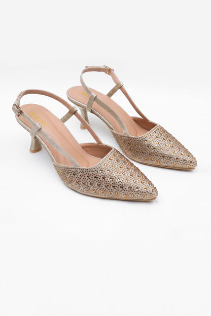 Shimmer Gold Rhinestone Slingbacks  WSA001311