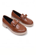Brown Chunky Sole Bow Moccasins   WMC002202
