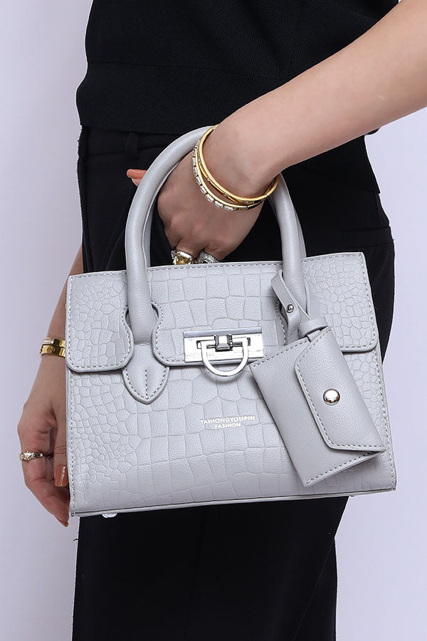 Ladies structure hand bag in Grey WBB000206