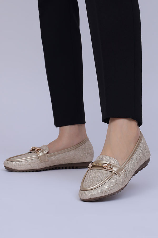 Women Formal Moccasin Gold WMC001411