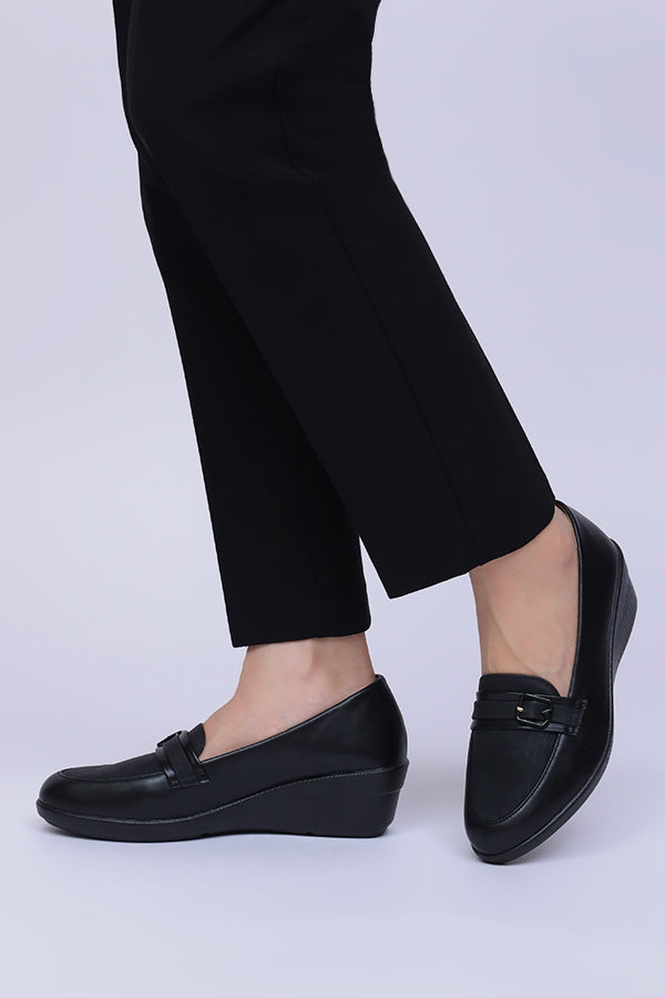 Women Wedge Moccasin Black WMC001201