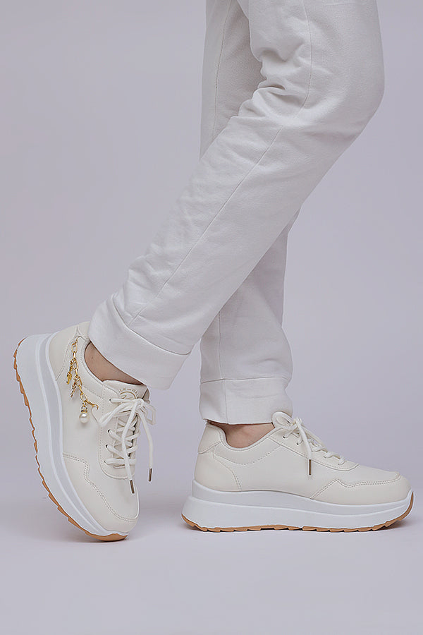 Women Chunky sole Lace up (White) WLU000134