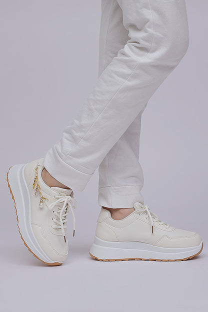 Women Chunky sole Lace up (White) WLU000134