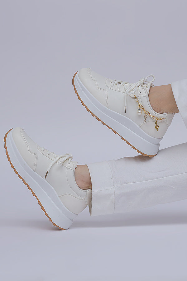 Women Chunky sole Lace up (White) WLU000134