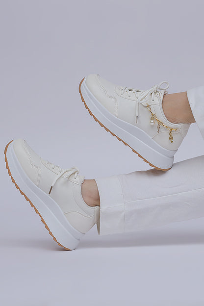 Women Chunky sole Lace up (White) WLU000134