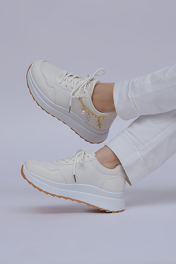 Women Chunky sole Lace up (White) WLU000134