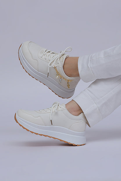 Women Chunky sole Lace up (White) WLU000134