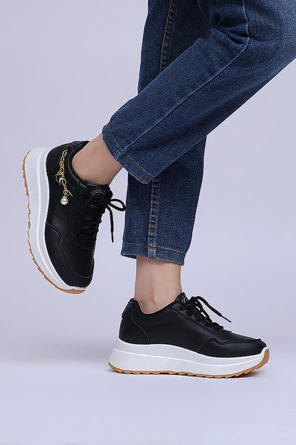 Women Chunky Sole Lace up (Black) WLU000101