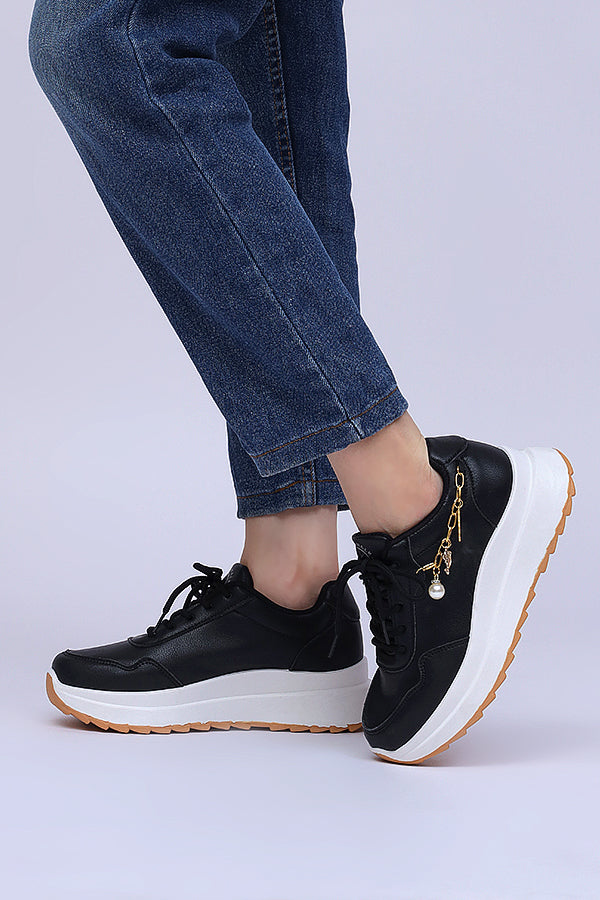 Women Chunky Sole Lace up (Black) WLU000101