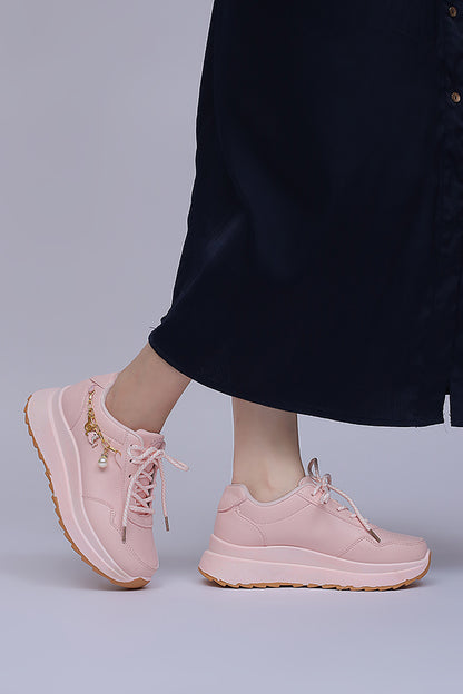 Women Chunky sole Lace up (Pink) WLU000113