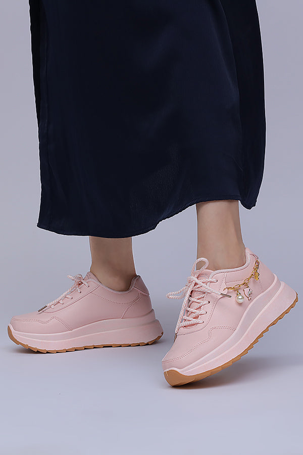 Women Chunky sole Lace up (Pink) WLU000113