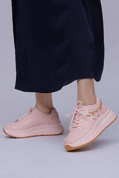Women Chunky sole Lace up (Pink) WLU000113