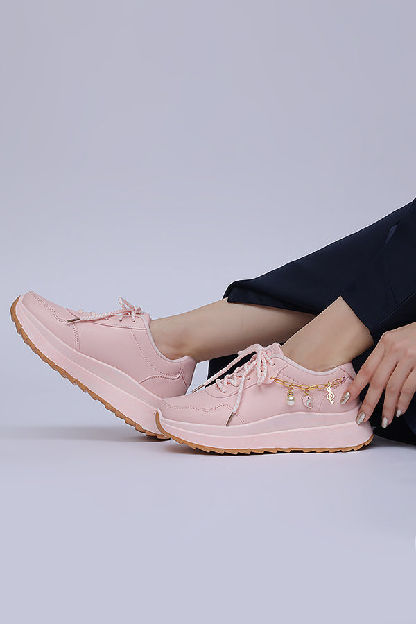 Women Chunky sole Lace up (Pink) WLU000113