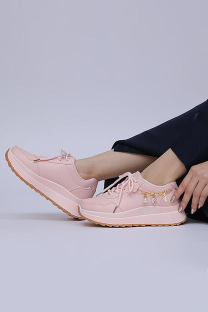 Women Chunky sole Lace up (Pink) WLU000113
