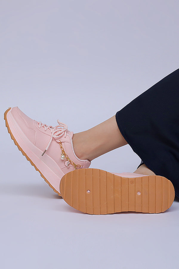 Women Chunky sole Lace up (Pink) WLU000113