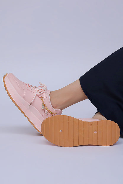 Women Chunky sole Lace up (Pink) WLU000113