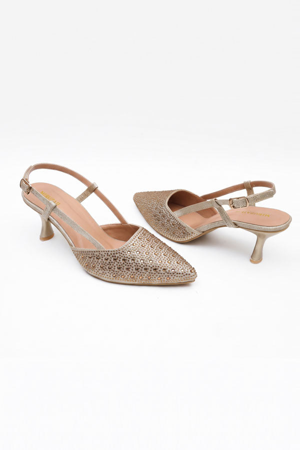 Shimmer Gold Rhinestone Slingbacks  WSA001311