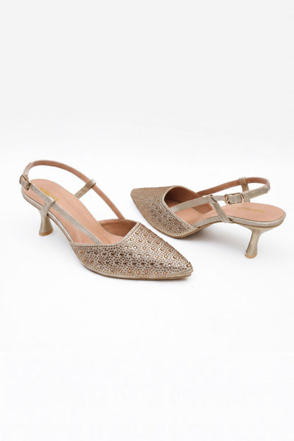 Shimmer Gold Rhinestone Slingbacks  WSA001311