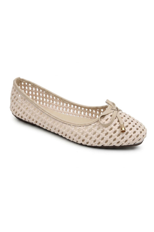 Nude Beige Net Slip-On Flats  WBA001228