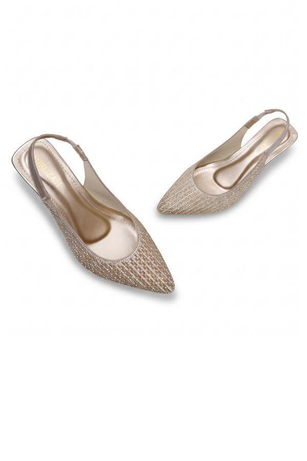 Nude Gold Crystal Mid Heels  WSA001211