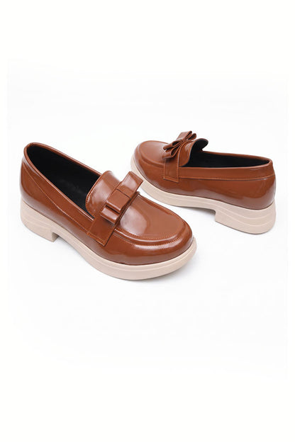 Brown Chunky Sole Bow Moccasins   WMC002202