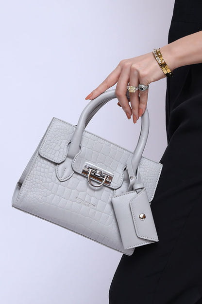 Ladies structure hand bag in Grey WBB000206