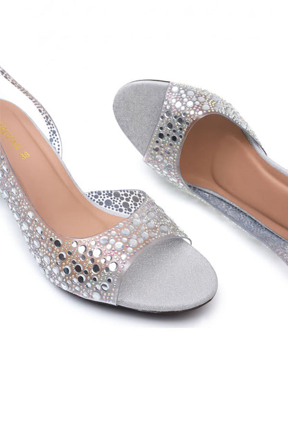 Metallic Silver Lucite Crystal Heels  WSA001412