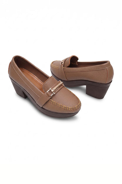 Caramel Textured Bit Loafers  WMC002302
