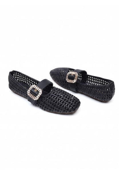 Noir Embellished Cutout Mary Janes - Classic Black   WBA000801