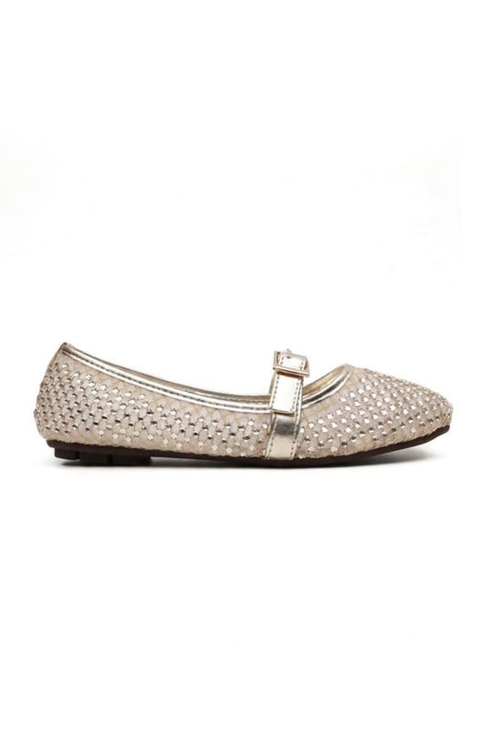Metallic Gold Sparkle Sheer Flat Pumps  WBA001111