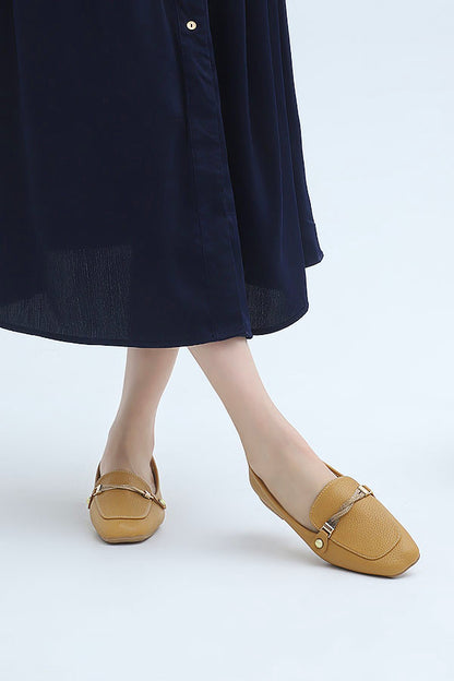 Women Mustard Moccasin Top View Pakistan – Miruzah