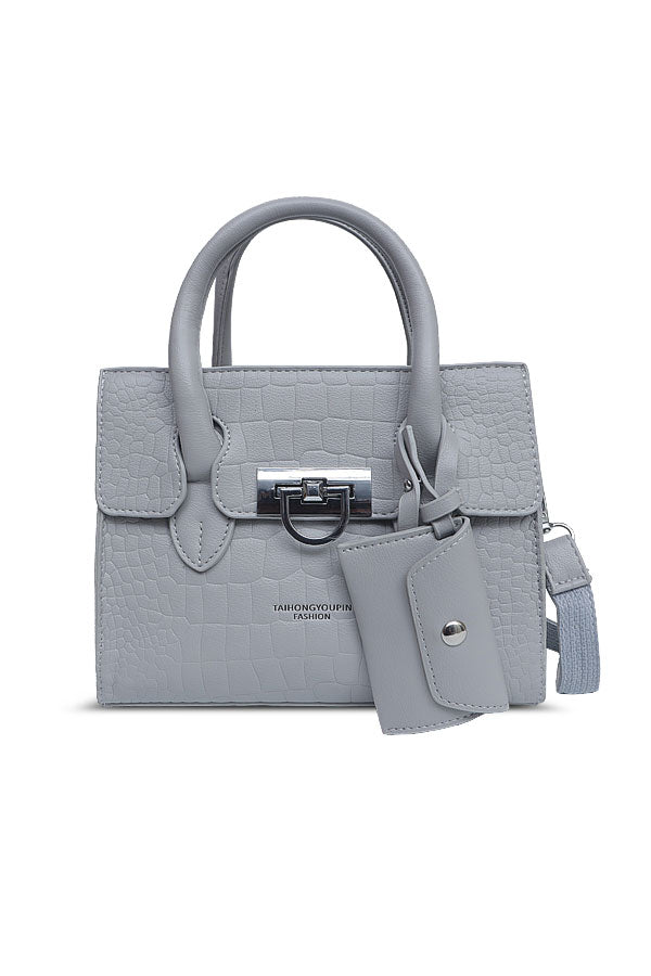Ladies structure hand bag in Grey WBB000206