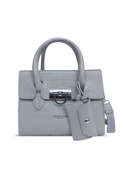 Ladies structure hand bag in Grey WBB000206