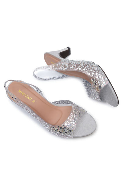 Metallic Silver Lucite Crystal Heels  WSA001412