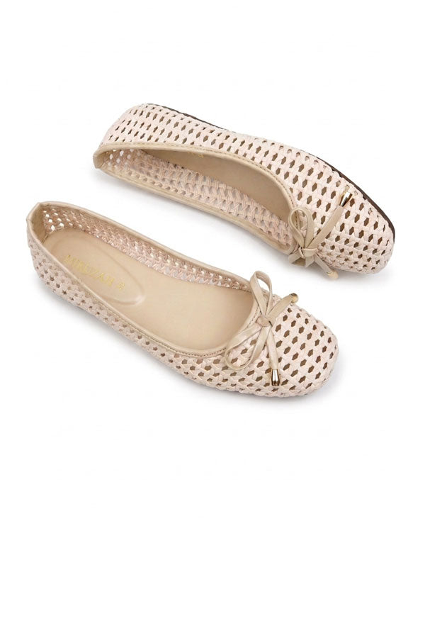 Nude Beige Net Slip-On Flats  WBA001228