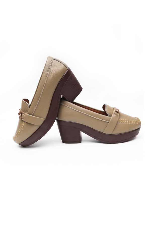 Olive Stitched Bit Hardware Platform Loafers  WMC002317