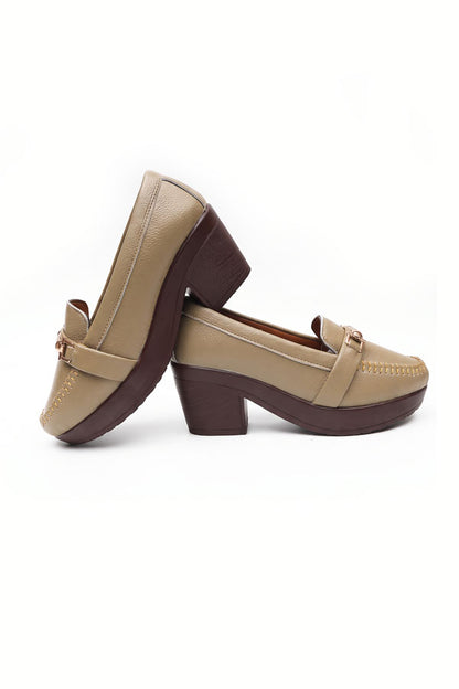 Olive Stitched Bit Hardware Platform Loafers  WMC002317