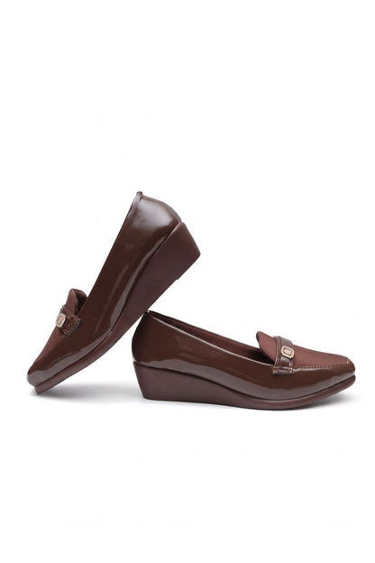 Mocha Brown Gem Wedge Loafers  WMC002102