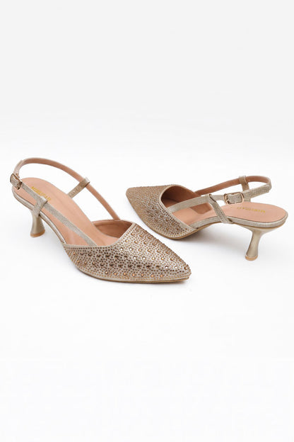Shimmer Gold Rhinestone Slingbacks  WSA001311