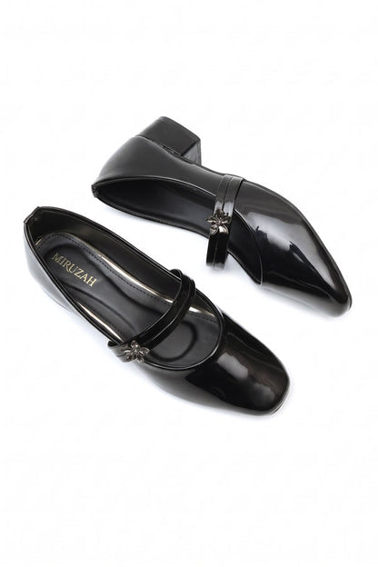Noir Black Gem Strap Block Heels  WBA000901