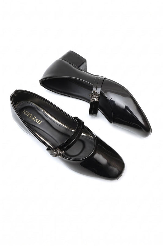 Noir Black Gem Strap Block Heels  WBA000901